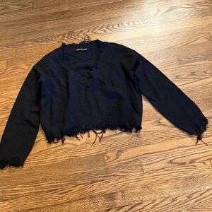 Brooklyn Karma Black Distressed Sweater Size Small